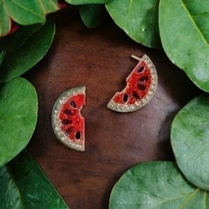 BETSEY JOHNSON RHINESTONE WATERMELON EARRINGS